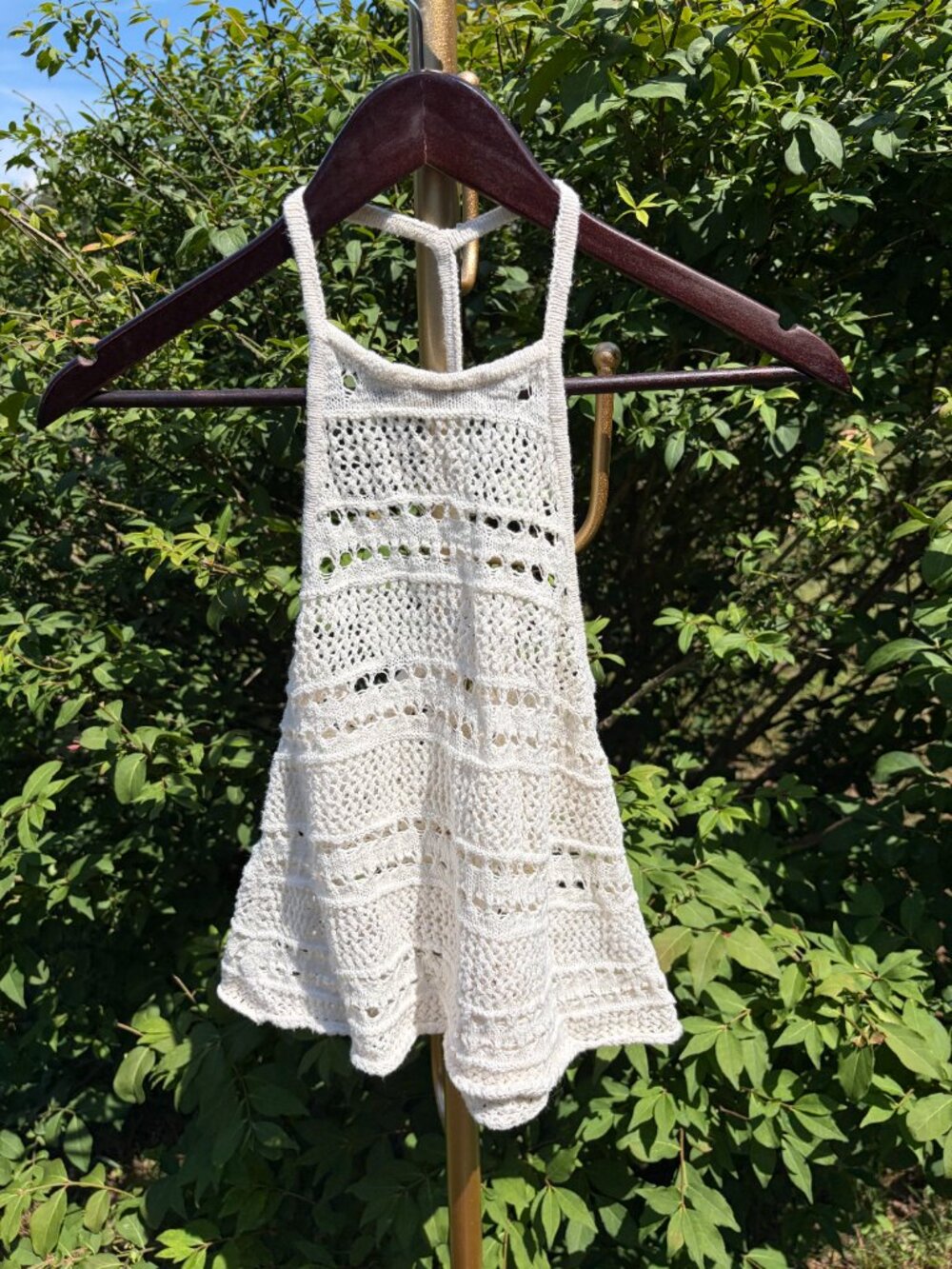 Coastal Grandma American Eagle Boho Beach Crochet Cotton Top creamy white XS - Picture 2 of 9